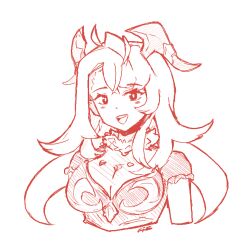 2023 artist_signature big_breasts breasts cygames dragalia_lost female frostfiresoul humanoid_mercury long_hair looking_at_viewer mercury_(dragalia_lost) nintendo safe_for_work sfw sketch white_background