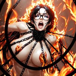 ai_generated bayonetta bondage breasts female fire hell huge_breasts torture