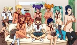 3boys 8girls alisa_(everlasting_summer) ankle_socks anklehighs black_socks black_stockings breasts clothed_male_nude_female dvach-tan everlasting_summer hatsune_miku knee_socks kneehighs kneesocks lena_(everlasting_summer) long_hair navel nipples nude_female olga_dmitrievna_(everlasting_summer) ponytail short_hair slavya-chan slavya_(everlasting_summer) socks sofa thigh_socks thighhighs twintails ulyana_(everlasting_summer) unyl-chan unyl-tan ussr-tan uvao-tan viola_(everlasting_summer) vocaloid white_socks white_stockings yulya_(everlasting_summer) zhenya_(everlasting_summer)