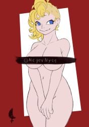 1girls big_breasts blonde_hair blue_eyes breasts censor_bar censored censored_breasts color colored covering covering_crotch curly_hair curvy curvy_figure female female_only looking_at_viewer magdalene_(the_binding_of_isaac) naked naked_female negevnyaa nude nude_female shaved_side sidecut simple_background smiling solo solo_female solo_focus tainted_magdalene_(the_binding_of_isaac) the_binding_of_isaac white_skin