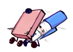 2boys anal animate_inanimate battle_for_dream_island bfdi blush eraser_(bfdi) gay kibblezh moaning object_shows pen_(bfdi) puttyzzcrewdriver sex sweat tentacle tentacle_penis text