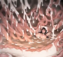 ai_generated big_breasts breast cum cum_all_over cum_bath cum_everywhere cum_flood cum_flooding cum_on_body cum_on_breasts cum_on_face excessive_cum female female_only huge_breasts partially_submerged red_tentacles stable_diffusion tentacle tentacle_sex