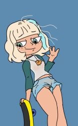 1girls bad_anatomy clothed jackie_lynn_thomas nipples_visible_through_clothing pussy_visible_through_clothes see-through skateboard solo solo_female star_vs_the_forces_of_evil sunnie