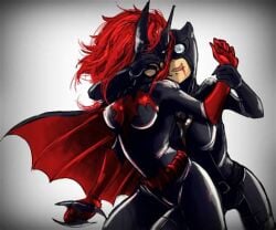 2d 2girls artist_request batman_(series) batwoman blood catfight catwoman dc dc_comics female female_only fight fully_clothed heroine horny kate_kane restrained selina_kyle villainess villainess_on_heroine yuri