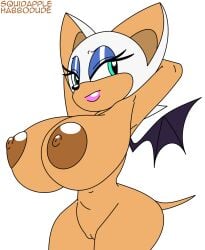 anthro areola armpits bat big_breasts breasts brown_areola brown_nipples female genitals habbodude huge_breasts mammal nipples pussy rouge_the_bat sega short_stack solo sonic_(series) sonic_the_hedgehog_(series) squidapple wings