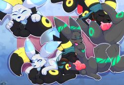 anal arkoh ass ass-eating balls bodily_fluids cum eeveelution fellatio feral generation_2_pokemon genital_fluids genitals group group_sex hi_res knot male nintendo oral penile penis pokemon pokemon_(species) rimming saliva sex threesome umbreon