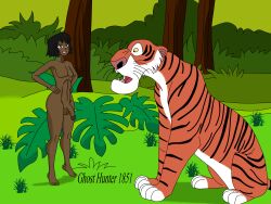 1boy bare_arms bare_legs bare_shoulders bare_thighs barefoot casual completely_naked completely_nude dark-skinned_male dark_skin disney femboy ghosthunter1851(artist) huge_ass huge_cock huge_thighs human jungle literature male male_only melanin mowgli naked nickelodeon nude nude_male nudist outdoor_nudity outdoors_nudity public_domain shere_khan teen_boy the_jungle_book thick_ass tiger wide_hips