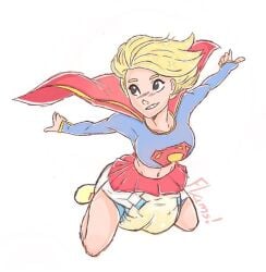 dc dc_comics diaper diaper_fetish flams flying kara_danvers peeing peeing_self stain supergirl upskirt urine urine urine_stain used_diaper wetting wetting_self