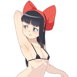 1girls arm_behind_head arm_up armpit_fetish armpits bikini black_hair breasts cleavage female female_only gamushiro3000 grey_eyes hair_ribbon long_hair nakoruru pose posing samurai_shodown sexy_armpits small_breasts snk swimsuit