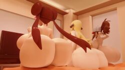 3boys 3d 3d_(artwork) 3d_animation 3girls alternate_breast_size animated ass ass_bigger_than_head ass_ripple backside big_ass big_breasts big_butt blonde_hair breasts breasts_bigger_than_head brown_hair cynthia_(pokemon) fat_ass female game_freak hilda_(pokemon) huge_ass huge_breasts large_ass large_breasts light-skinned_female light-skinned_male light_skin male nintendo nipples no_sound pink_nipples pokemon pokemon_champion pokemon_dppt reverse_cowgirl_position rippling_ass rosa_(pokemon) sentones shairo tagme twintails video wide_hips