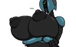 a.i.d.a._(zem) aida_(a.i.d.a.) ass assaultron assaultron_(fallout) big_ass big_breasts big_butt blue_armor breasts busty dark_nipples dark_skin fallout female female_robot robot robot_female robot_girl robot_humanoid uncomfortable zem_(artist)