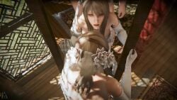 3d animated aranea_highwind ass breasts bride cumming eyes female female_focus female_penetrated final_fantasy final_fantasy_xv grey_hair hair_ornament hi_res highres initial_a light-skinned_female light-skinned_male light_skin long_hair male_penetrating male_penetrating_female mirror mirror_reflection no_sound partial_male penetrating_pov penetration pussy sex sex_from_behind shorter_than_30_seconds square_enix thighhighs video wedding_dress white_dress white_gloves