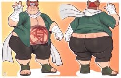 accidental_exposure akimichi_chouji ass ass_cleavage ass_focus bandage bandages belly big_belly big_butt big_pecs body_paint body_writing brown_hair bulge butt_crack chubby chubby_male compression_shorts fat fat_ass fat_butt fat_man fatpad gauze gay gigantic_ass huge_ass jiggle jiggling_ass large_butt male male_only man_boobs moobs naruto naruto_(series) naruto_shippuden ninja oblivious pit_stain presenting_ass presenting_hindquarters sandals scarf shortstack small_bulge small_penis solo solo_focus superchub sweat sweat_stain thick thick_ass thick_thighs trashtoonz wardrobe_malfunction