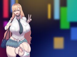 1futa absurd_res balls ber00 blonde_hair breasts casual_exposure casual_nudity clothed clothing flaccid futa_only futanari highres huge_balls huge_breasts huge_cock human ineffective_clothing ineffective_skirt kitagawa_marin light-skinned_futanari light_skin long_hair miniskirt mostly_clothed panties penis skirt solo sono_bisque_doll_wa_koi_wo_suru standing voluptuous