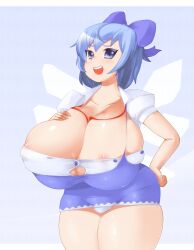 breasts cirno gigantic_breasts highres oukadan standing tagme touhou