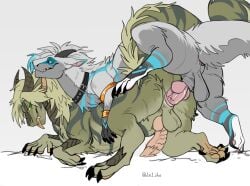 absurd_res anal anal_sex axel_(seferen) balls dragon duo felkin feral fur genitals hi_res male male/male on_top penetration penis sex sssmazkaa tongue