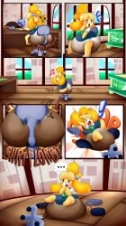 1girls animal_crossing anthro diaper diaper_under_clothing diaper_under_skirt female furry hyper_diaper hypermess isabelle_(animal_crossing) messing messy_diaper nintendo sir-dancalot soiling soiling_diaper