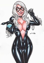 1girls black_cat_(marvel) carlos_braga curvy_body curvy_female curvy_figure ed_benes_studio felicia_hardy hi_res huge_breasts latex_suit long_hair looking_at_viewer marvel marvel_comics skin_tight solo_female solo_focus spider-man_(series) victim_official white_hair