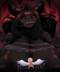 1girls 3_eyes bestia blood breasts butt death_(the_binding_of_isaac) exposed_breasts exposed_nipples famine_(the_binding_of_isaac) female forehead_eye giant_breasts giantess horns huge_breasts isaac_(the_binding_of_isaac) long_hair multi_eye nipples pestilence_(the_binding_of_isaac) ripped_clothes ripped_clothing sharp_teeth size_difference tagme the_beast_(the_binding_of_isaac) the_binding_of_isaac war_(the_binding_of_isaac) whitewo1f wings