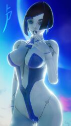 1girls 3d blue_eyes breasts demi_(subverse) hips large_breasts medium_hair robot_girl subverse thick_thighs thighs tummy xbxrsfm