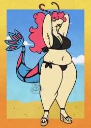 anthro big_breasts breasts female furry high_heel_sandals high_heels milotic nerdyreindeer pokémon_(species) pokemon thick_thighs wide_hips