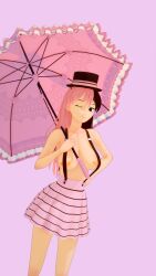 1girls brown_eyes brown_hair female heterochromia hush_(rwby) neo_(rwby) parasol pink_eyes pink_hair rwby two_tone_hair weapon