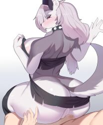 1boy 1boy1girl 1girls 2d anthro ass big_ass big_breasts breasts canine dat_ass duo faeki female furry helluva_boss huge_ass human loona_(helluva_boss) male nsfw simple_background solid_color_background white_background