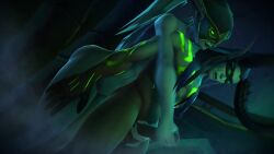 3d animated black_hair blizzard_entertainment bombowykurczak demon_hunter femdom green_eyes handjob illidan_stormrage maiev_shadowsong night_elf no_sound purple_skin tagme video warcraft white_hair world_of_warcraft