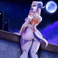 1girls big_ass big_breasts blizzard_entertainment blonde_hair draenei female_only lightforged_draenei nerocchi nnerocchi original_character purple_eyes solo solo_female thick_thighs vrelya warcraft world_of_warcraft