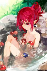 apple breasts completely_nude completely_nude_female covering covering_breasts disgaea etna flat_chest hot_spring miyakawa106 nippon_ichi_software prinny small_breasts