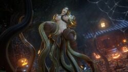 1girls 3d anal_insertion ashtinn_reed black_hair blizzard_entertainment female human human_(world_of_warcraft) light-skinned_female light_skin tentacle tentacle_sex thick_thighs thighhighs vaginal_insertion vines warcraft world_of_warcraft zentaeron