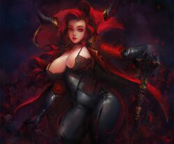 1girls breasts dzung_phung_dinh hips large_ass large_breasts red_eyes red_hair thick_thighs thighs wide_hips