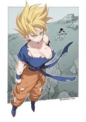 1girls big_breasts bra cleavage dragon_ball dragon_ball_z female female_goku female_saiyan frieza genderswap_(mtf) kkkkkirrier large_breasts panties rule_63 showing_breasts son_goku super_saiyan