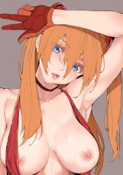 1girls asuka_langley_sohryu bikini blue_eyes breasts gloves looking_at_viewer neon_genesis_evangelion nipples red_bikini solo souryuu_asuka_langley swimsuit wet wet_skin yamaishi_(mukoubuti)