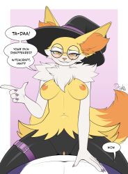 braixen cute dean_(drako1997) drako1997 furry glasses magical_girl nintendo original original_character pokémon_(species) pokemon pokemon_(species) stomach_bulge witch_hat