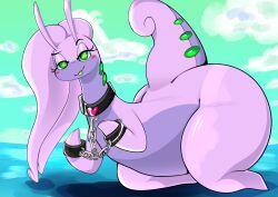 bound dragon female generation_6_pokemon goodra goopyarts looking_at_viewer nintendo pokemon pokemon_(species) presenting