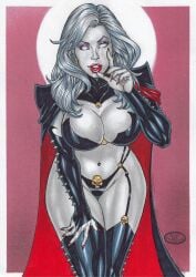 1girls 2023 actual_art chaos_comics coffin_comics curvy_body curvy_female curvy_figure death_(personification) ed_benes_studio female_focus female_only grim_reaper highres huge_breasts lady_death latex_gloves latex_thighhighs looking_at_viewer no_ai queen_of_the_dead rudimar_patrocinio seductive_look solo_female solo_focus voluptuous voluptuous_female white_body white_hair white_sclera