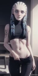 ai_generated alien_female alien_girl alien_humanoid areola blue_eyes blue_hair braided_hair breasts grey_lips gwyndala humanoid midriff naked_female nipples pale_skin ribs skinny star_trek star_trek_prodigy tagme vau_n'akat_(species)