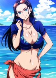 1girls ai_generated big_breasts black_hair breasts curvaceous curvy_body curvy_figure female female_focus female_only huge_breasts joker_(artist) long_hair nico_robin one_piece post-timeskip solo solo_female solo_focus