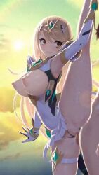 1boy 1girls animated armpits blonde_hair blush bottomless bouncing_breasts breasts censored consome2021 core_crystal dress embarrassed female grabbing houriigurei large_breasts leg_hold leg_up light-skinned_female light-skinned_male light_skin lowres mosaic_censoring mythra mythra_(xenoblade) nintendo nipples no_sound outdoors panties panties_aside penis pussy pussy_juice rex_(xenoblade) sex shorter_than_10_seconds shorter_than_30_seconds skindentation spread_legs standing_on_one_leg standing_sex straight tagme thigh_strap thighs tiara underwear vaginal_penetration video white_dress xenoblade_(series) xenoblade_chronicles_(series) xenoblade_chronicles_2 yellow_eyes