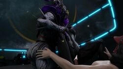 2girls 3d alien alien_girl animated ass ass_grab athletic_female cowgirl_position drifter_(warframe) facelesstrigger human human_penetrating light-skinned_male monster_girl no_sound protea_(warframe) protea_caladrius robot robot_girl saryn_(warframe) saryn_prime_(warframe) tagme thick_thighs threesome video warframe