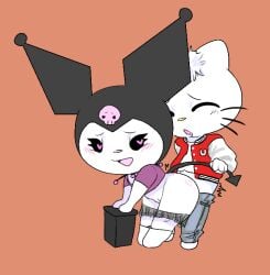 1boy1girl anal_sex blush blushing clothed_sex dear_daniel female grabbing_tail heart-shaped_pupils heart_eyes hello_kitty hello_kitty_(series) kuromi male onegai_my_melody pants_down sanrio savagensfw sex tagme