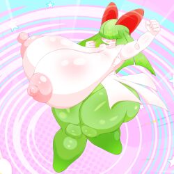 absurd_res big_nipples female gigantic_ass gigantic_breasts hair_covering_eyes happy hi_res huge_breasts huge_thighs hyper kirlia nintendo omenyanozero open_mouth open_smile plump pokémon_(species) pokemon pokemon_(species) puffy_nipples slightly_chubby smile thick_thighs wide_hips