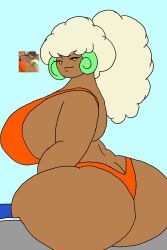 ass ass_focus bikini brown_hair colored colored_sketch igphhangout looking_at_viewer looking_back mr_editor90 nekeisha_(igph) nekeisha_the_whimsicott no_shadow simple_background simple_coloring tagme