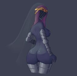 arm_armor breasts dancer_of_the_boreal_valley dark-skinned_female dark_purple_skin dark_souls dark_souls_3 faceless_character featureless_face fromsoftware gold_(metal) large_ass large_breasts mask nipples no_bra no_panties pussy shiny_ass showing_ass sideboob supernatural tall_female thighhighs veil