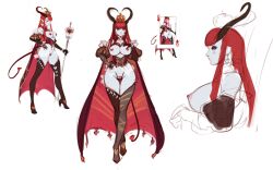 1girls alice_in_wonderland big_breasts bikini cape card concept_art corset crown female gray_hair heart highres horn hourglass_figure large_breasts massive_breasts nipples pubic_hair queen_of_hearts_(alice_in_wonderland) red_eyes red_hair red_queen sketch smug solo solo_female staff stockings tagme tail tarakanovich thick_ass thick_thighs thigh_gap thighhighs wide_hips