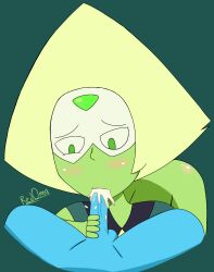 ass blue_penis blue_skin blush cartoon_network cum cum_in_mouth gem_(species) green_eyes green_skin lapis_lazuli_(steven_universe) penis peridot_(steven_universe) redoma32 steven_universe tagme yellow_eyes