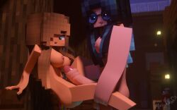 1futa 1girls 3d black_hair blue_eyes breasts brown_hair erect_nipples erect_penis female futanari glasses holding_legs horny_female horny_futa human humanoid looking_at_partner looking_pleasured mex_arthur_(arthur32) mine-imator minecraft mori_rose_(morirosemc) morirosemc multicolored_eyes nude_female nude_futanari outside ponytails shelby_(shelby's_stuff) smile spying standing standing_position standing_sex tagme tongue_out yuri