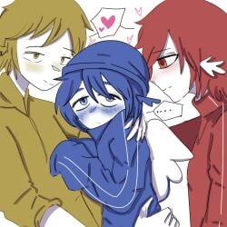 3boys beni_(karmaland) blush clothed cochi_(karmaland) cousins gay hybrid incest karmaland karmaland_5 mcyt minecraft minecraft_youtubers no_sex quackity simple_background simple_coloring simple_shading twitch.tv yaoi youtube youtuber youtubers