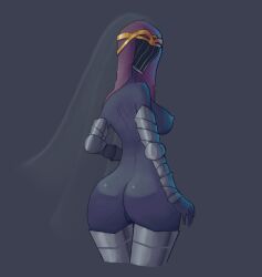 arm_armor backlighting breasts dancer_of_the_boreal_valley dark-skinned_female dark_purple_skin dark_souls dark_souls_3 faceless_character featureless_face fromsoftware gold_(metal) large_ass large_breasts mask nipples no_bra no_panties pussy shiny_ass showing_ass sideboob supernatural tall_female thighhighs veil